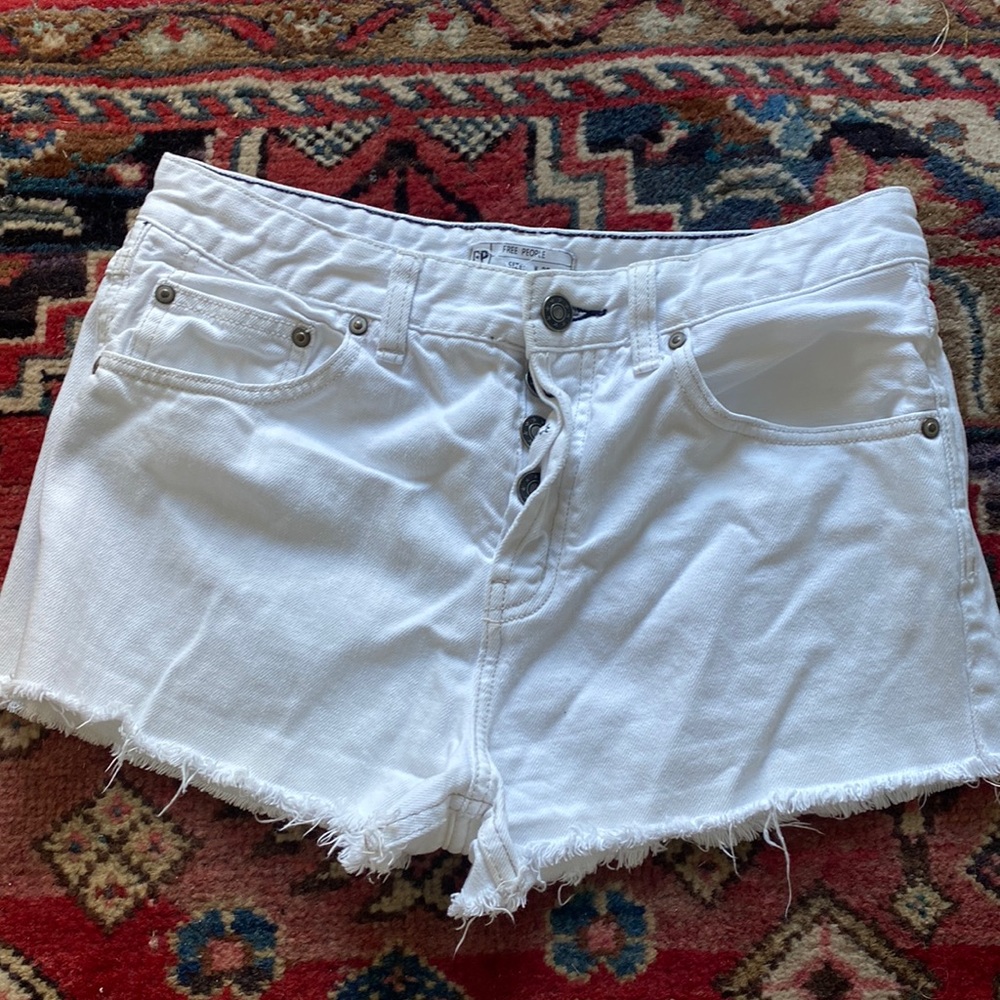 Free People White Jean Shorts